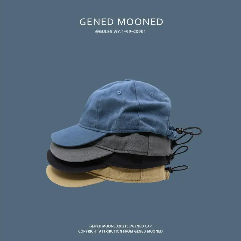Drawstring Short Brim Hat – Soft Cotton Curved Cap Curved Brim Cap Qme