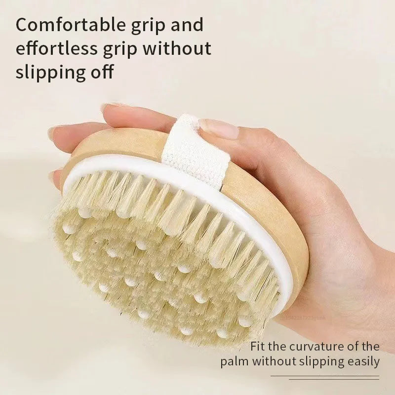 Natural Bristle Dry Body Brush – Exfoliating & Massage Tool Dry Body Brush Qme