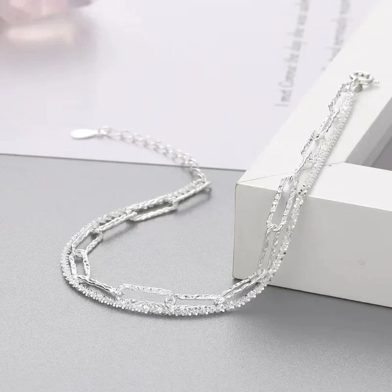 925 Sterling Silver Starry Sky Chain Bracelet for Women Silver Chain Bracelet Qme