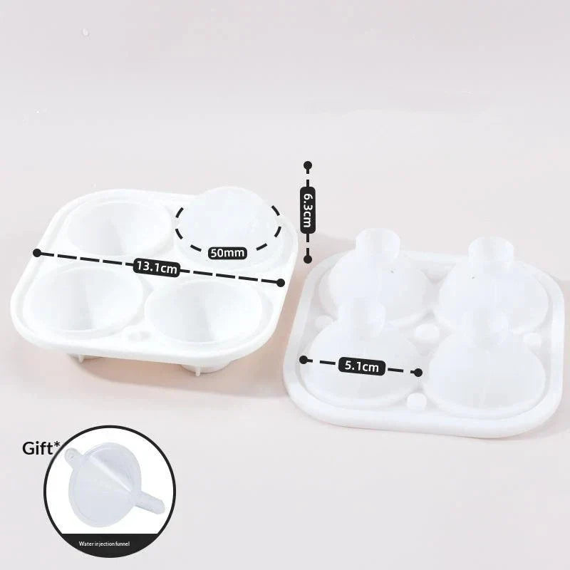 Large Round Sphere Silicone Ice Ball Mold Tray – 4 Holes Silicone Ice Ball Mold Qme A4