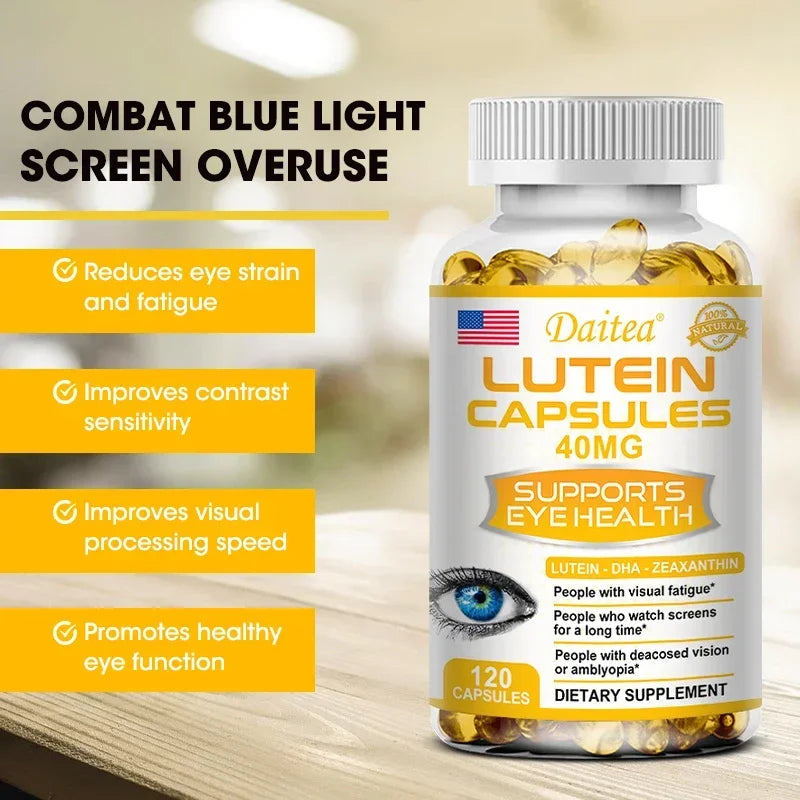 Daitea Lutein 40mg Eye Health Supplement – Non-GMO 120 Caps Eye Health Supplement Qst