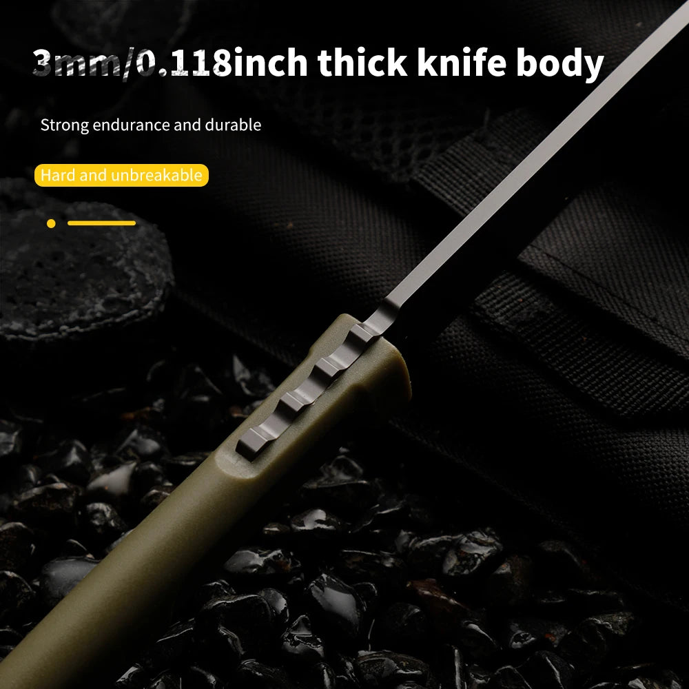 HUANGFU Fixed Blade Knife – Stainless Steel Outdoor Knife & Sheath Fixed Blade Knife Qst