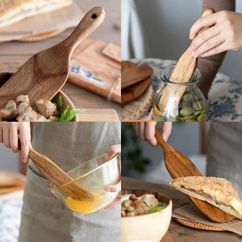 Wooden Spurtle – Eco-Friendly Kitchen Spatula & Mixing Spoon Wooden Kitchen Spurtle Qst
