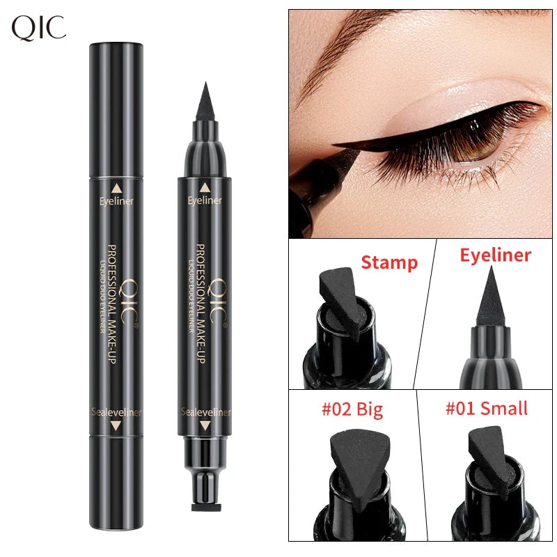 Dual-End 2-in-1 Stamp Eyeliner Pen | Waterproof Cat Eye Stamp Eyeliner Pen Qme