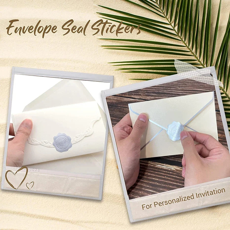 Gold Embossed Heart Envelope Seal Stickers – 100 Pcs Envelope Seal Stickers Qme