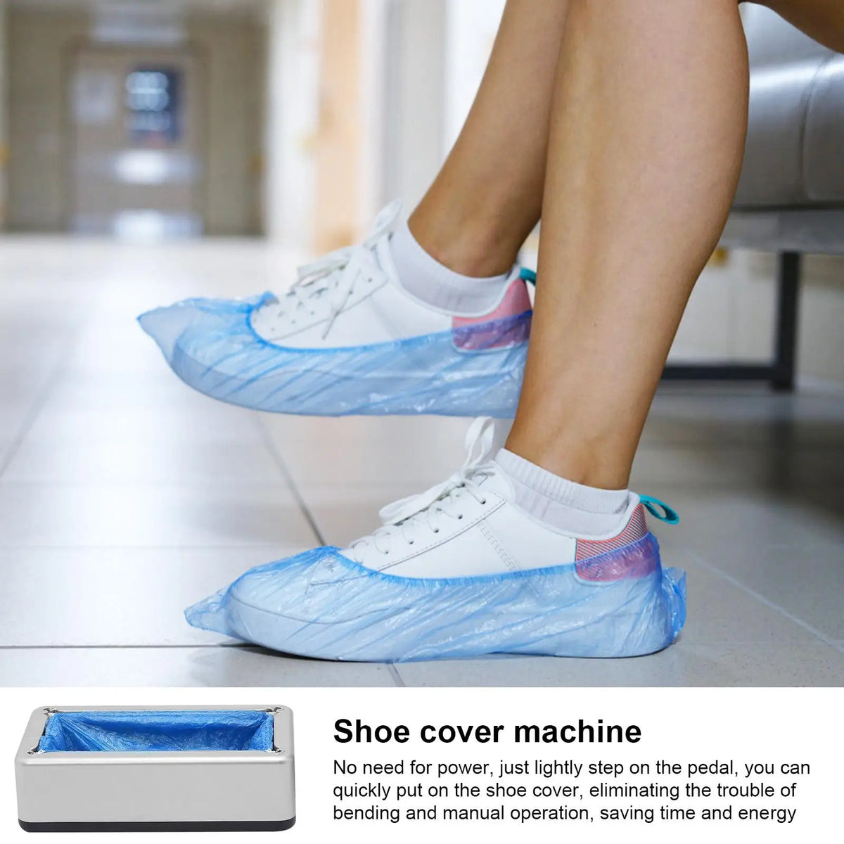 Automatic Shoe Cover Dispenser – Portable with 100 Non-Slip Covers Shoe Cover Dispenser Qme