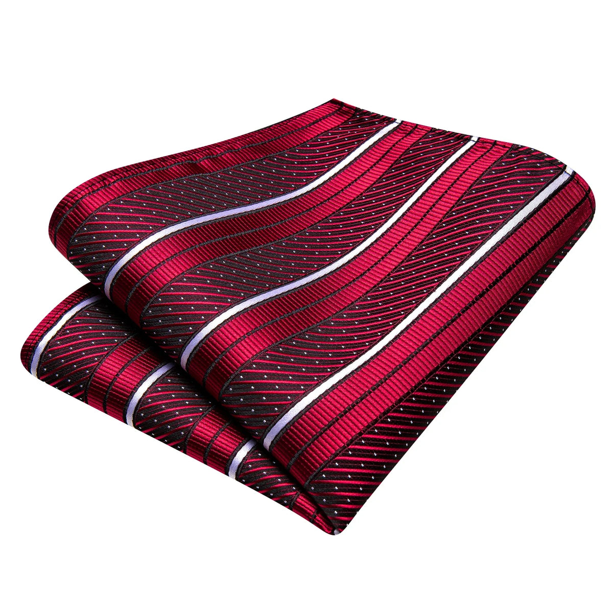 Men's Striped Silk Necktie & Pocket Square Set | Hi-Tie Necktie & Pocket Square Set Qme
