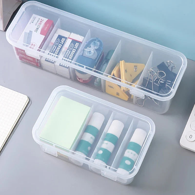 5-Compartment Storage Box with Lid | Cable & Drawer Organizer Drawer Organizer Box Qme
