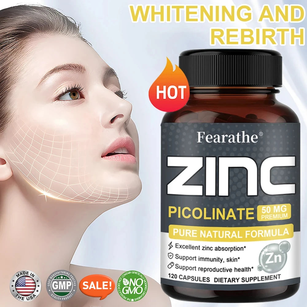 Zinc Picolinate 50mg Capsules – Immune, Skin, Hair & Nail Support Zinc Supplement Qst
