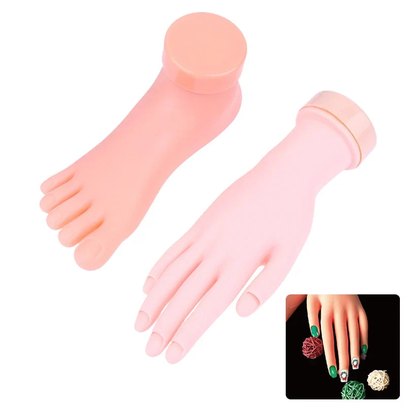 Silicone Nail Art Practice Hand & Fake Foot Display Model Nail Art Practice Model Qme