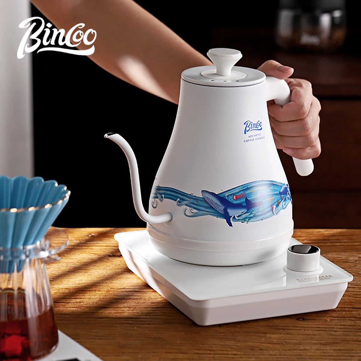 BINCOO 1L Smart Gooseneck Electric Kettle – Temperature Control 220V Gooseneck Electric Kettle Qst