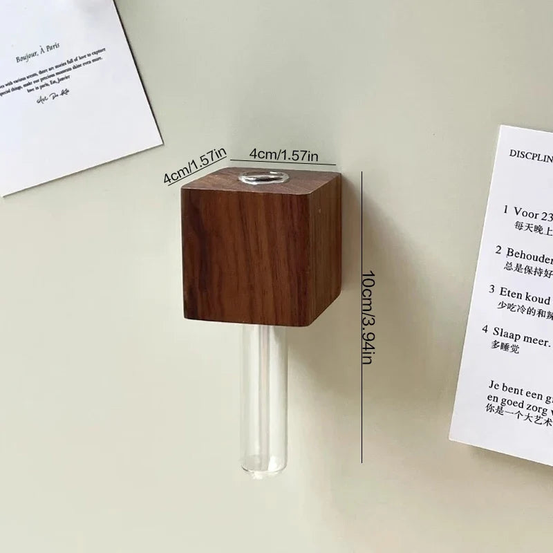 Wooden Magnetic Test Tube Vase – DIY Flower Fridge Magnet Magnetic Bud Vase Qme A1