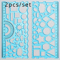 Multifunctional Geometric Ruler Set for Drawing & Crafting Geometric Ruler Set Qme Blue