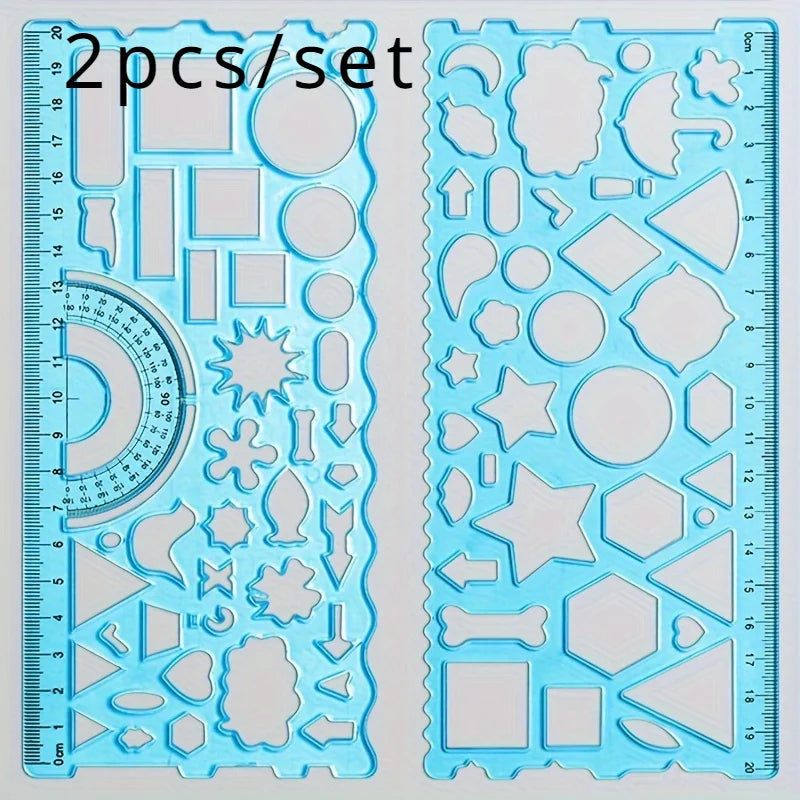 Multifunctional Geometric Ruler Set for Drawing & Crafting Geometric Ruler Set Qme Blue