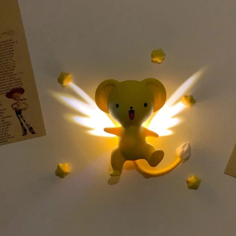 Luminous Anime Fridge Sticker Light – Sakura & Cerberus Décor Anime Night Light Qst