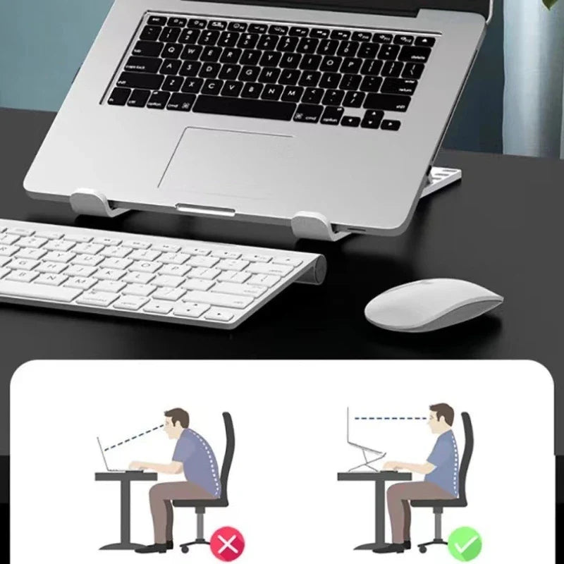Foldable Laptop Stand | 10-Level Adjustable Plastic Holder – Qme Laptop Stand Qme