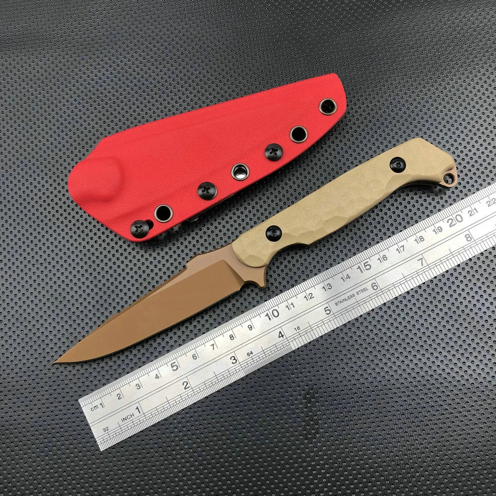 TRSKT D2 Fixed Blade Hunting Knife – Flax/G10 Handle, Kydex Sheath Fixed Blade Knife Qst 6 China Mainland