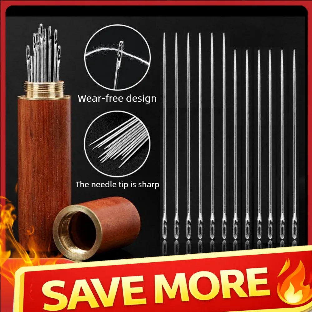 Self-Threading Sewing Needles Set of 12 – Stainless Steel Sewing Needles Qme