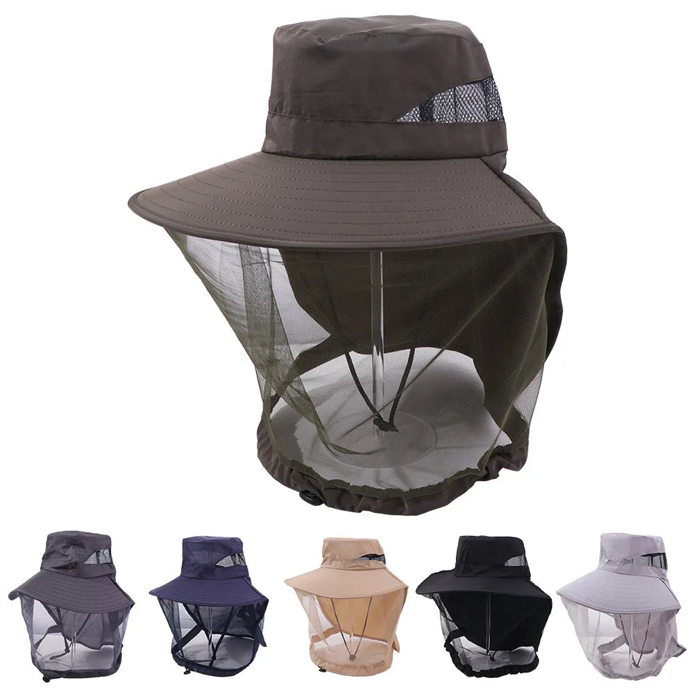 Foldable Wide Brim Insect Net Hat – Mosquito & Bug Cover Insect Net Hat Qme