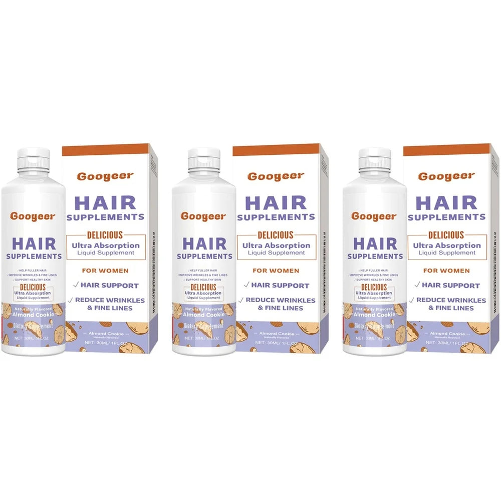Googeer Hair Growth Liquid Supplement – Biotin, B6 & Pumpkin Seed Oil Hair Growth Supplement Qst 3 bottles