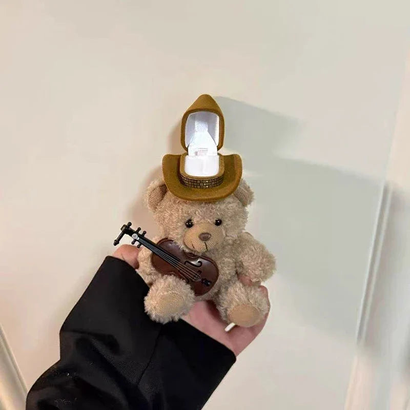 Cute Bear Doll Ring Box – Cartoon Jewelry Gift Display Jewelry Gift Box Qme onesize