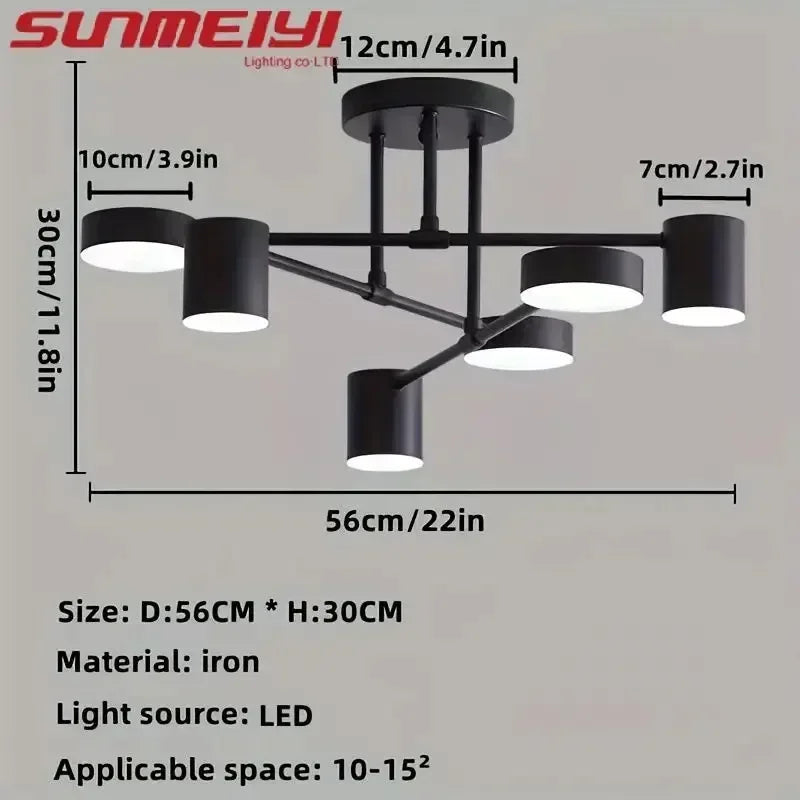 Modern Black Ceiling Chandelier Multi-Head Metal Light Fixture Ceiling Chandelier Qme