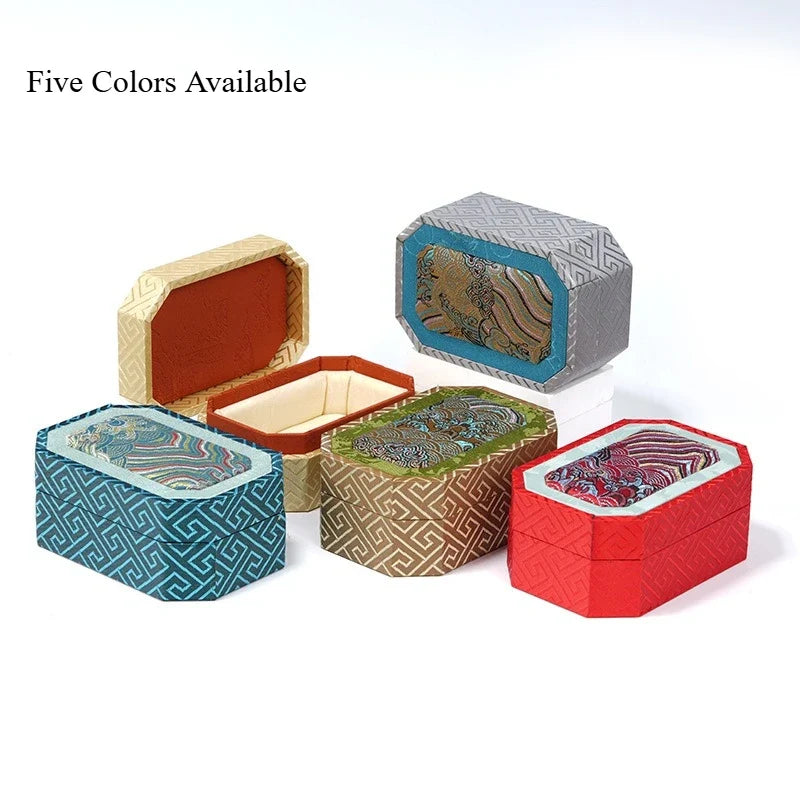 Chinese Brocade Jewelry Box – Wave Pattern Heaven & Earth Lid Brocade Jewelry Box Qme