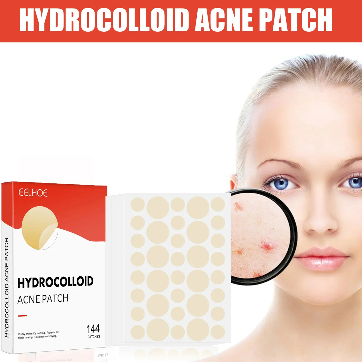 Hydrocolloid Acne Patches – 2 Sizes, Invisible & Makeup-Friendly Acne Patches Qme