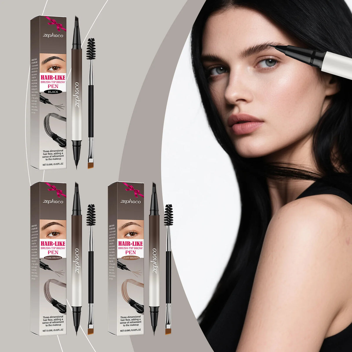 Zephoco Dual-Ended Waterproof Eyebrow Pencil | Natural Finish Eyebrow Pencil Qst