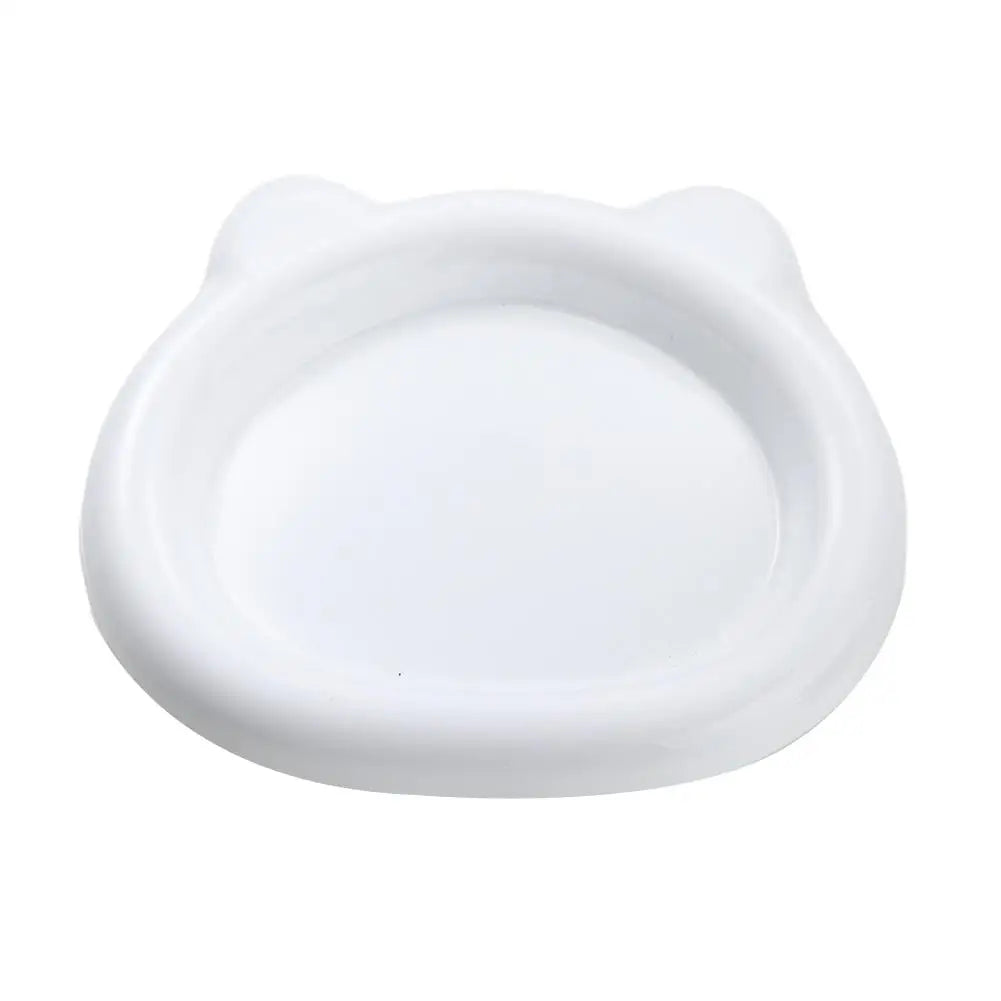 Cat-Shaped Wide Shallow Pet Food Bowl – Anti-Spill Cat Food Bowl Qme White