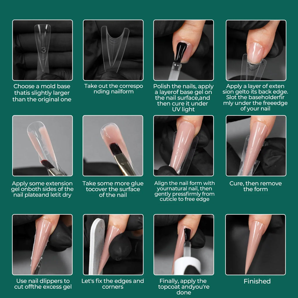Nailpop 120 Stiletto Dual Forms – 15 Sizes Clear Nail Molds Nail Extension Molds Qme