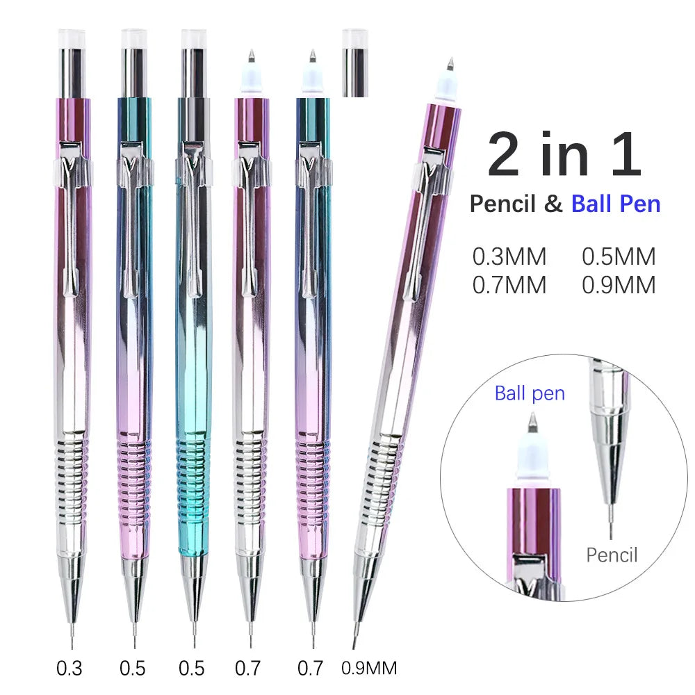 2-in-1 Ballpoint Pen & Mechanical Pencil Set with Refills 2-in-1 Writing Set Qme