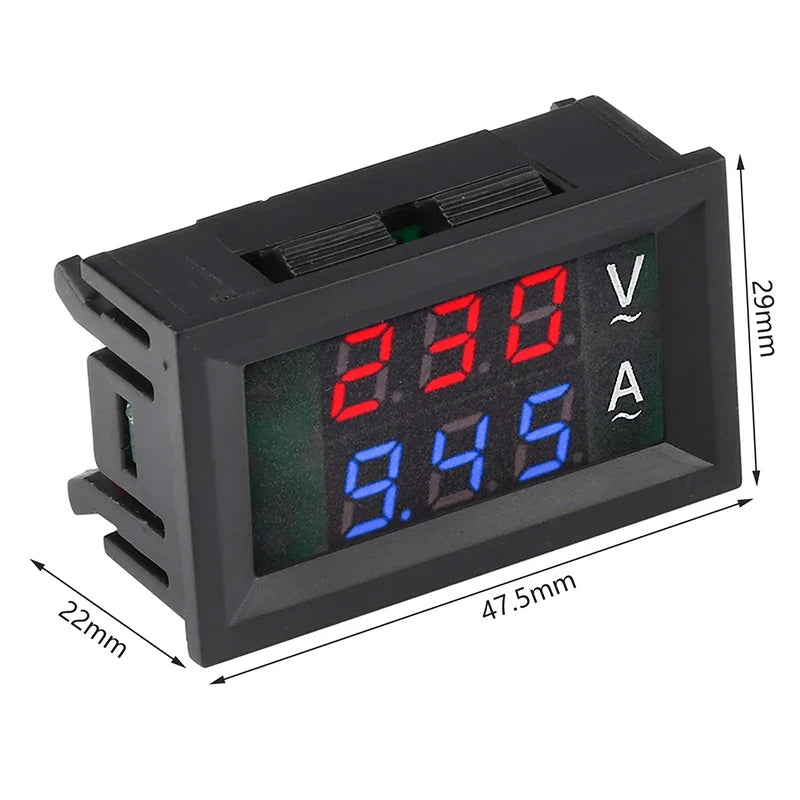 AC 50–500V Digital LCD Voltmeter Ammeter 10A 50A 100A Digital Panel Meter Qme