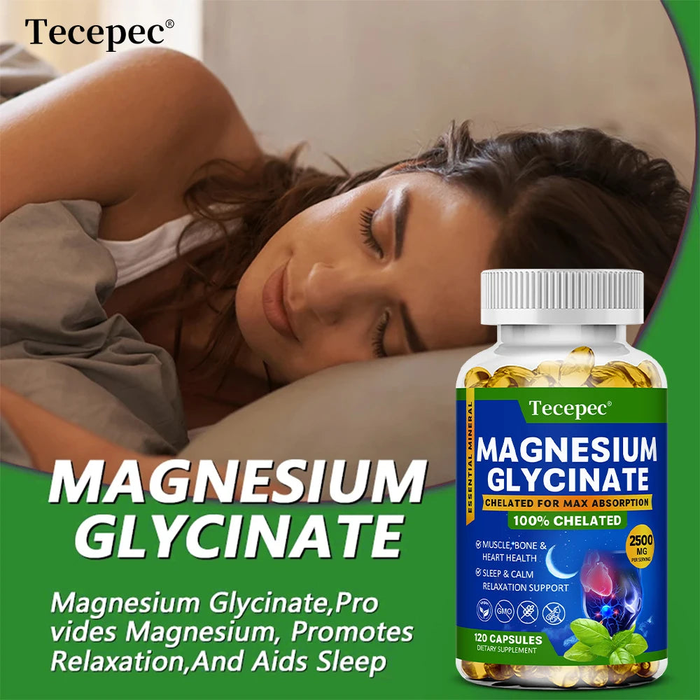 Magnesium Glycinate 2500mg Capsules – Muscle, Nerve & Bone Magnesium Supplement Qst