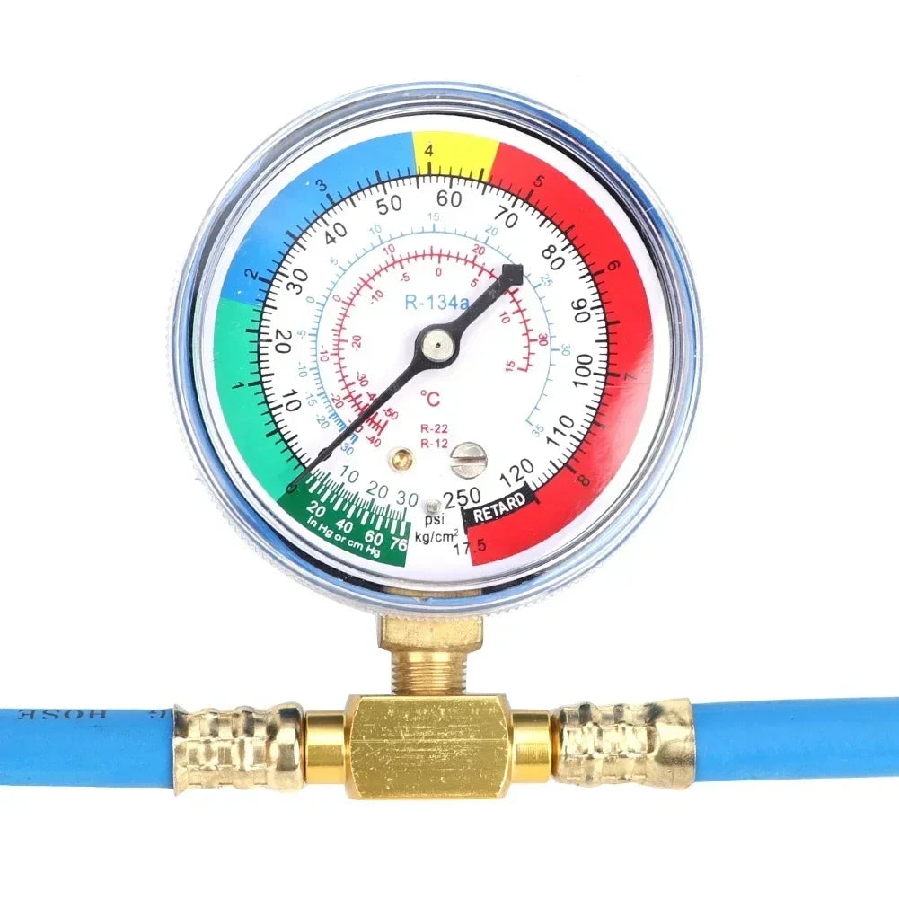 R134A Refrigerant Charging Hose with Gauge | AC Refill Tool AC Refrigerant Hose Qme