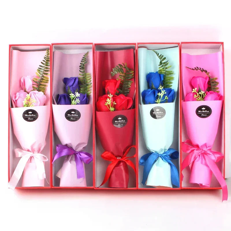 Luxury Artificial Soap Flower Bouquet Gift Box – 10 Colors Artificial Flower Gift Set Qme