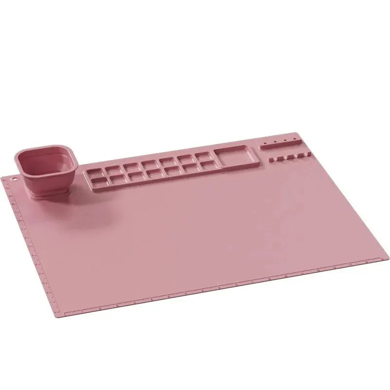 Silicone Art Painting Mat & Brush Holder – Washable Craft Pad Silicone Art Craft Mat Qme Pink