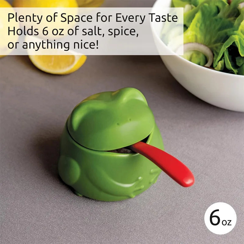 Frog Salt Cellar & Seasoning Jar – Cute Kitchen Decor Salt Cellar Qme