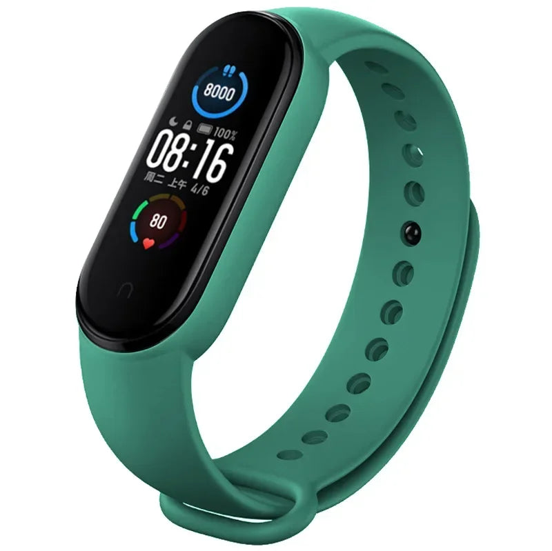 Silicone Strap for Xiaomi Mi Band 3 4 5 6 7 | 43 Colors Silicone Watch Strap Qme Dark green Mi band 5 6 7