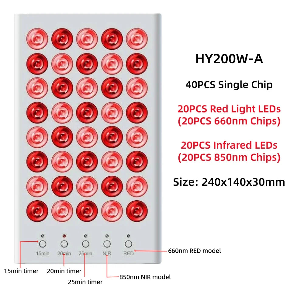MasterGrow 660nm 850nm LED Red Light Therapy Panel + Stand LED Therapy Panel Qst HY200W-A