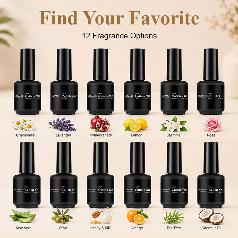 LGRAMER 15ml Cuticle Oil Nail Treatment – 12 Scents Cuticle Oil Treatment Qst