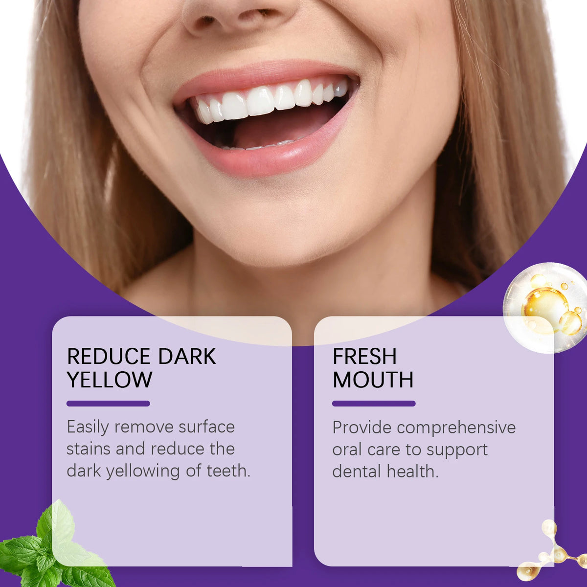 Purple Teeth Whitening Powder | Mint Fresh Breath – 50g Teeth Whitening Powder Qst