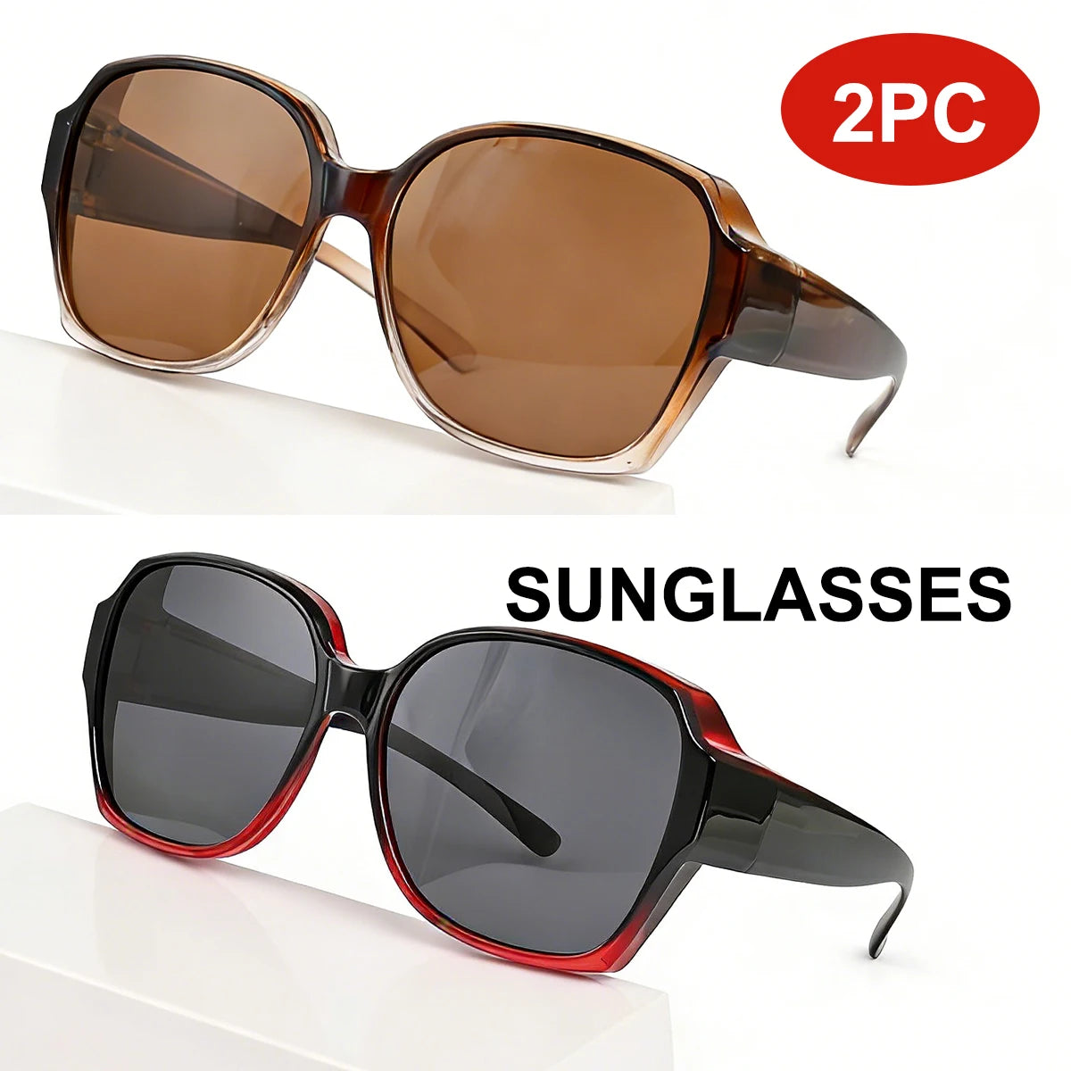 VOPHA Oversized Square Sunglasses UV400 Unisex – T01 Fashion Sunglasses Qst 2PC