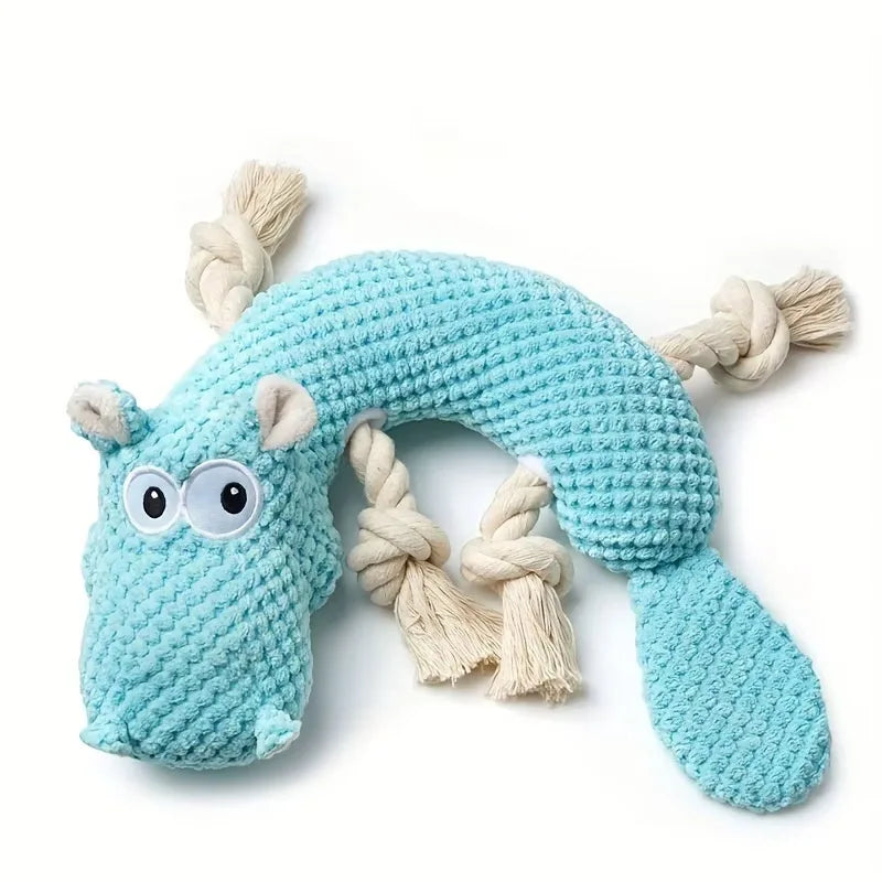 Blue Hippo & Pineapple Squeaky Plush Dog Toy | Qme Squeaky Plush Dog Toy Qme Blue