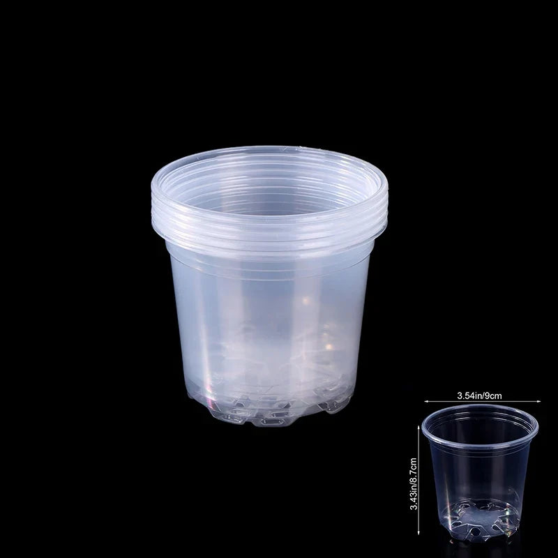 Transparent Plastic Flowerpots with Drainage Holes | 6 Sizes Clear Plastic Planter Qme B