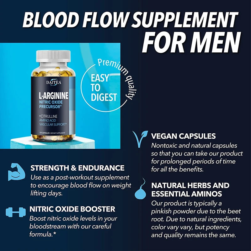 Daitea L-Arginine Supplement – Energy, Strength & Endurance Amino Acid Supplement Qst