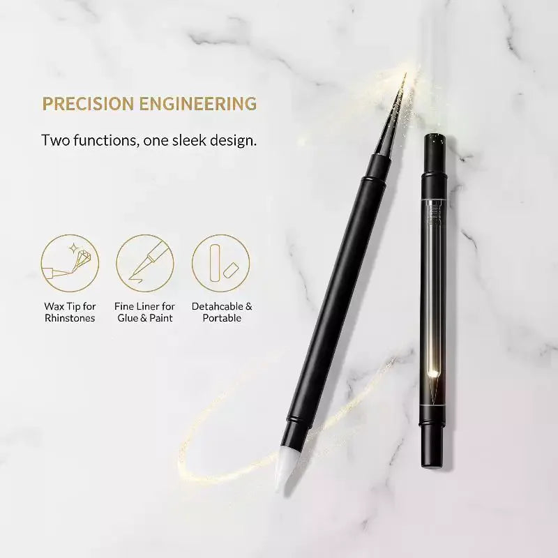 2-in-1 Dual Head Nail Art Brush & Rhinestone Picker Pen Nail Art Tool Qme