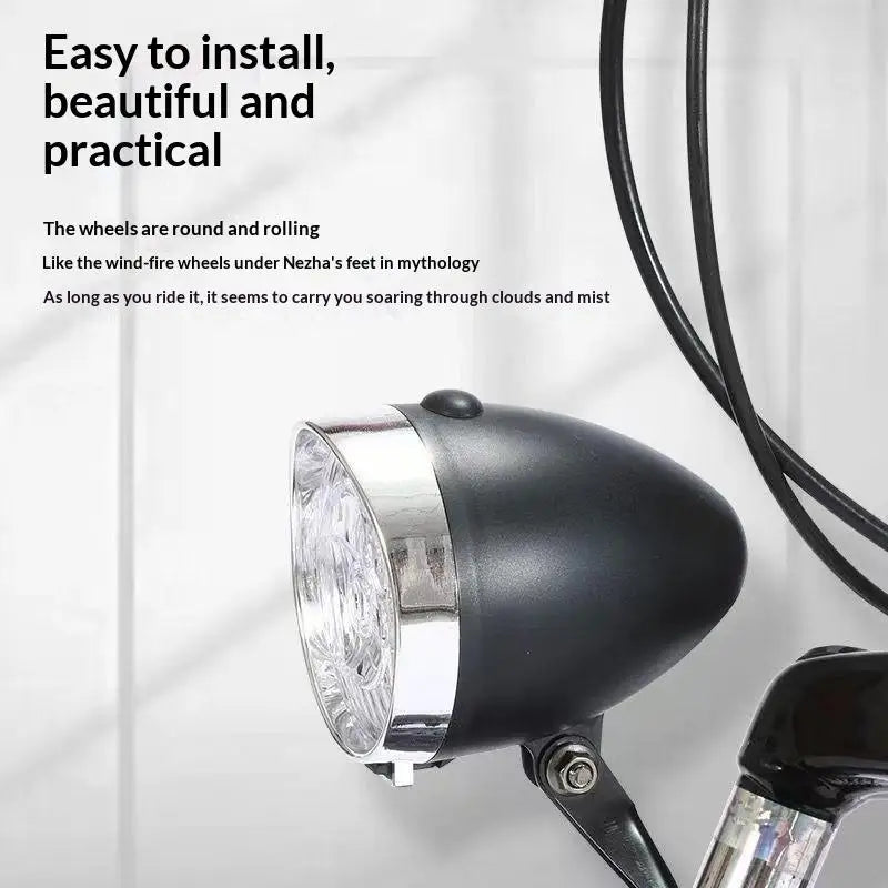 Vintage Retro 3 LED Bicycle Front Headlight | ABS & Metal Bicycle Headlight Qme