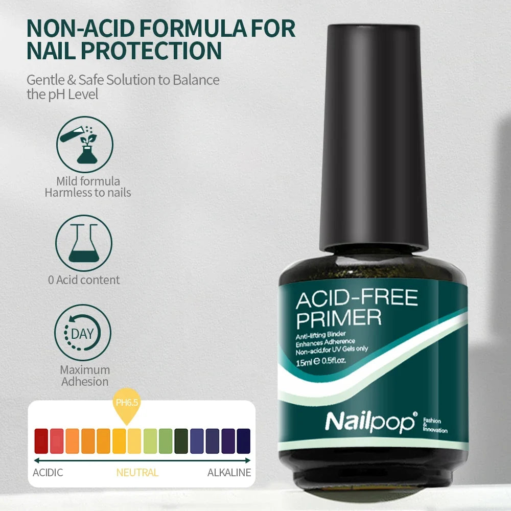 Nailpop Nail Dehydrator & Primer Set – Fast Dry Gel Polish Prep Nail Prep Set Qme