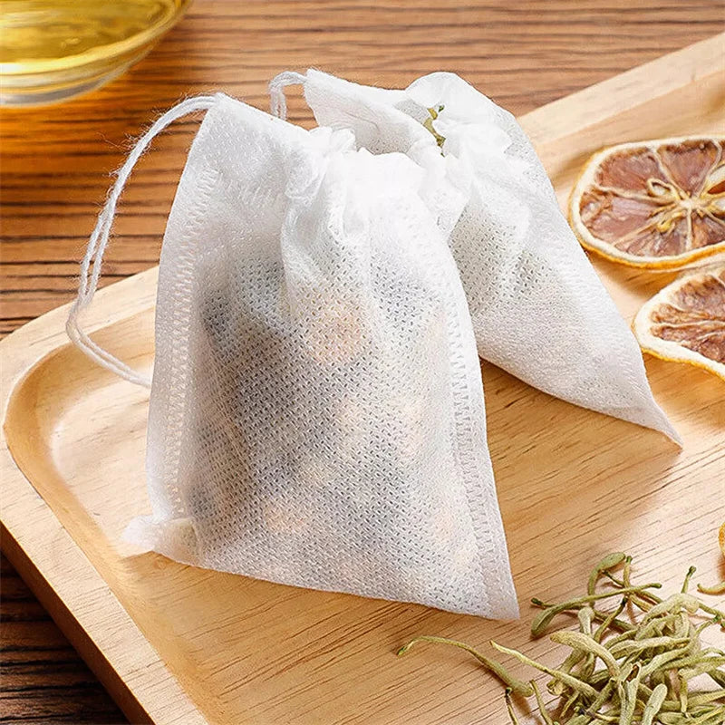 100PCS Drawstring Disposable Tea Filter Bags – Non-Woven Tea Filter Bags Qst